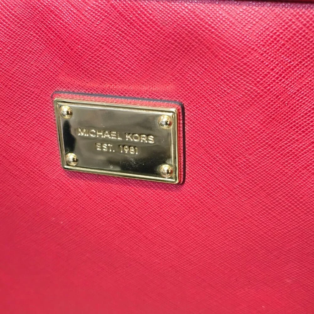 Michael Kors Red Leather Shoulder/ laptop Carry Handbag
